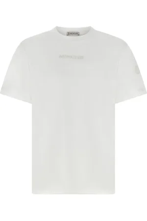 Moncler Top, Herre, Hvid, 2XL, Bomuld, Hvid Logo Patch T-shirt