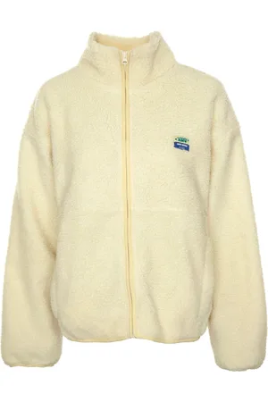 American Vintage Sweathshirts & Hoodies, Dame, Hvid, M/L, Uld, Hyggelig Fleecejakke med Stående Krave