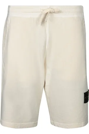Stone Island Shorts, Herre, Hvid, XL, Bomuld, Strikket Bomuld Elastiske Shorts