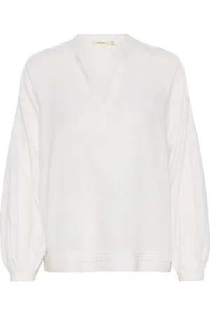 INWEAR Bluser & Skjorter, Dame, Hvid, 2XL, Uld, Afslappet Hvid Skjortebluse