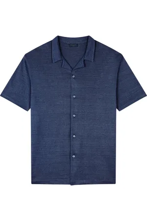 Paul & Shark Skjorte, Herre, Blå, L, Linned, Linned Jersey Skjorte Regular Fit Kort Ærme