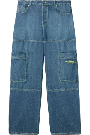 OFF-WHITE Jeans, Herre, Blå, W33, Denim, Indigo Cargo Denim Jeans