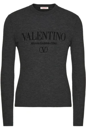 VALENTINO Strik, Herre, Grå, XL, Uld, Antracit Strik Trøje