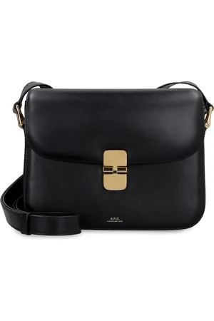 A.P.C. Taske, Dame, Sort, ONE SIZE, Læder, Læder Crossbody Taske med Snap Lukning