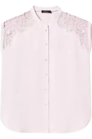 Twin-Set Bluser & Skjorter, Dame, Lyserød, L, Uld, Lyserød ærmeløs skjorte med broderi