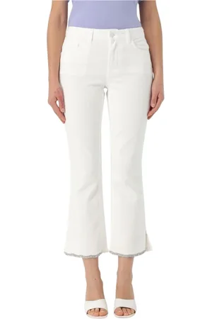 Liu Jo Jeans, Dame, Hvid, W27, Uld, Sorte Flare Jeans med Pyntet Kantsøm