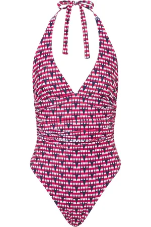 Moschino Badetøj, Dame, Rød, XL, Polyester, Blå Geometrisk Badedragt