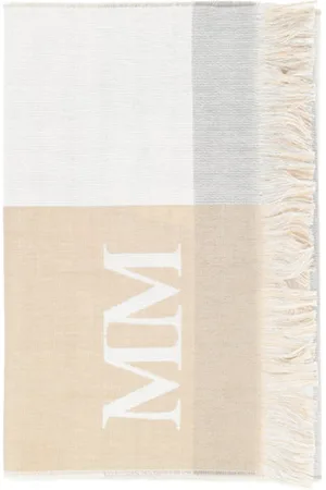 Max Mara Tilbehør, Dame, , ONE SIZE, Bomuld, Jacquard Bomuld Stola med Frynsede Kanter