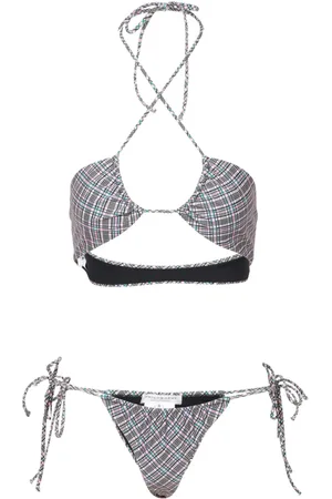 Serafini Badetøj, Dame, Flerfarvet, S, Uld, Fuchsia Trekantet Bikini Sæt med Flettet Slips