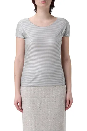 Emporio Armani Top, Dame, Grå, M, Stribet Top i Grå