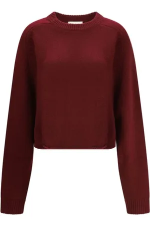 Lisa Yang Strik, Dame, Rød, S, Moderne Ribstrik Sweater