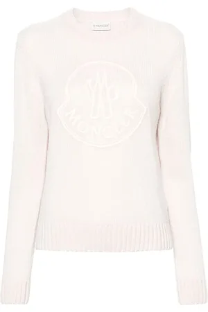 Moncler Strik, Dame, Hvid, M, Uld, Stilfuld Sweatshirt til Mænd og Kvinder