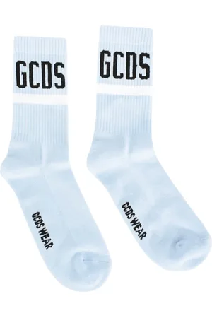 GCDS Undertøj, unisex, Blå, M, Bomuld, Logo Bomuld-Polyester Sokker