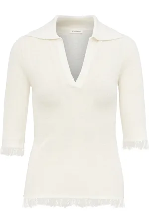By Malene Birger Strik, Dame, , S, Linned, Hvid Linned Silke Top med Frynser