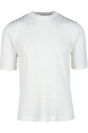 ELEVENTY Strik, Herre, Hvid, M, Linned, Linned Silke Blandingsstrik Top