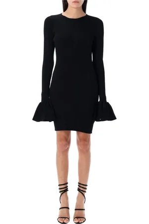 ROTATE Kjole, Dame, Sort, L, Polyester, Cutout Strik Mini Kjole
