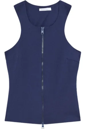Patrizia Pepe Top, Dame, Blå, S, Blå Lynlås Top