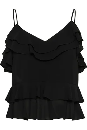 INWEAR Top, Dame, Sort, S, Uld, Elegant Ruffled Top i Sort
