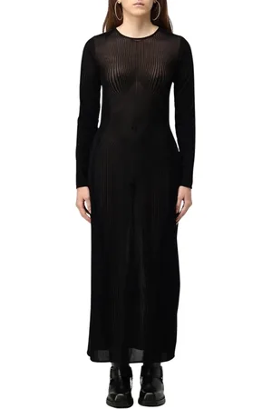 Jean Paul Gaultier Kjole, Dame, Sort, XS, Sort Sheer Maxi Kjole Elegant Stil
