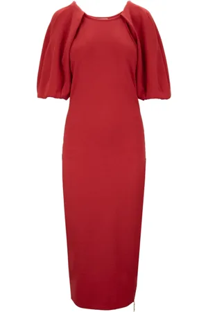 Elisabetta Franchi Kjole, Dame, Rød, L, Uld, Elegant Lynlås Kjole