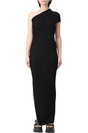 Rick Owens Kjole, Dame, Sort, L, Rayon, Ribbet Strik Maxi Kjole