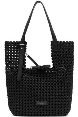 Gianni chiarini Taske, Dame, Sort, ONE SIZE, Uld, Geometrisk sort skuldertaske med aftagelig pung