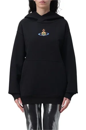 Vivienne Westwood Sweathshirts & Hoodies, Dame, Sort, XS, Uld, Sort Broderet Hættetrøje