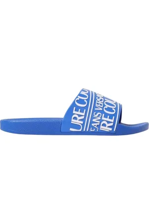 VERSACE Sko, Herre, Blå, 41 EU, Blå Casual Slide Sandaler