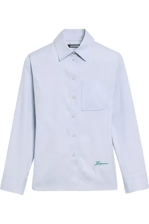 Jacquemus Bluser & Skjorter, Dame, Blå, S, Bomuld, Ash Grey Skjorte med Knappelukning