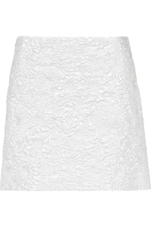 Max Mara Nederdel, Dame, Grå, S, Polyester, Sølv Jacquard A-line Midi Nederdel