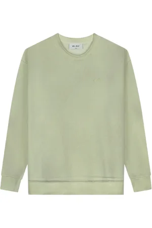 OLAF HUSSEIN Sweathshirts & Hoodies, Herre, Grøn, L, Pigment Spray Crewneck Sweater Grøn