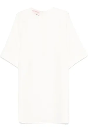 VALENTINO Kjole, Dame, Hvid, S, Hvid Silke Mini Kjole med Sideslidser