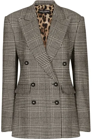 Dolce & Gabbana Jakke, Dame, Grå, XS, Uld, Ternede uld blazer