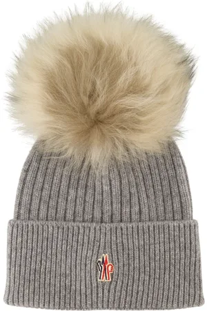 Moncler Tilbehør, Dame, Grå, ONE SIZE, Uld, Pom Pom Kashmir Beanie Grå