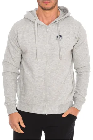North Sails Sweathshirts & Hoodies, Herre, Grå, M, Bomuld, Hættetrøje med lynlås og ribkant