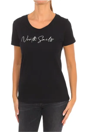 North Sails Top, Dame, Sort, XL, Bomuld, Kortærmet T-shirt med Ribhals