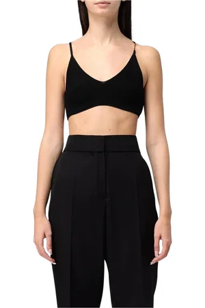 Jacquemus Top, Dame, Sort, XS, Uld, Sort Crop Strik Top