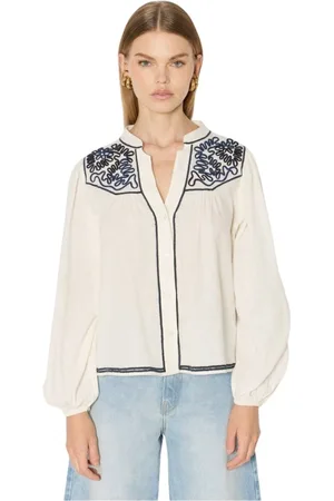 Berenice Bluser & Skjorter, Dame, , XS, Bomuld, Corfu Hvid chemise med pufærmer og broderier