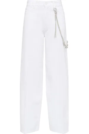 Pinko Bukser, Dame, Hvid, W27, Løs Bull Slegato Mode Stil