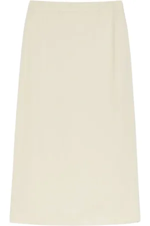 Max Mara Nederdel, Dame, , S, Linned, Ivory Viskose og Linned Midi Nederdel