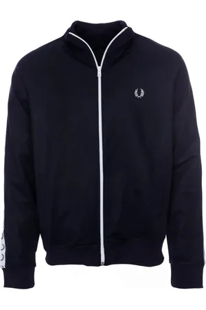 Fred Perry Sweathshirts & Hoodies, Herre, Blå, L, Bomuld, Sportband Jakke J4620