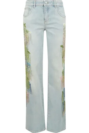 BLUMARINE Jeans, Dame, Blå, S, Denim, Håndbroderede denim jeans, regular fit