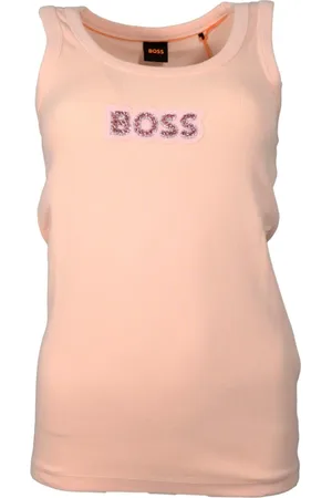 HUGO BOSS Top, Dame, Lyserød, M, Bomuld, Ribbet Bomuld Tank Top med Hematitsten i
