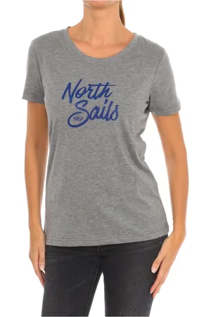 North Sails Top, Dame, Grå, S, Bomuld, Kortærmet T-shirt med Ribhals