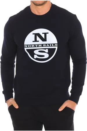 North Sails Sweathshirts & Hoodies, Herre, Blå, S, Nylon, Ribbet Rund Hals Sweater
