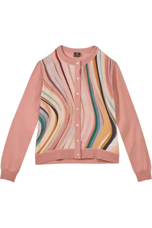 Paul Smith Strik, Dame, Lyserød, S, Uld, Swirl Cardigan i Uld Silke