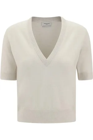 Jacob Cohen Strik, Dame, Hvid, S, Cashmere, Luksuriøs Cashmere V-Neck Sweater