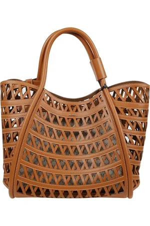 Max Mara Taske, Dame, Brun, ONE SIZE, Læder, Vævet lædertaske med monogramdesign