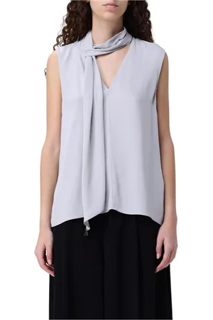 Patrizia Pepe Top, Dame, Grå, XS, Uld, Elegant Sleeveless Blouse