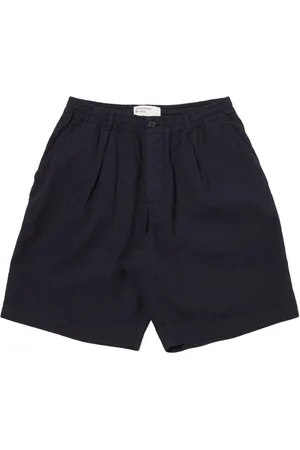 Universal Works Shorts, Herre, Blå, W34, Bomuld, Marineblå Plisserede Track Shorts